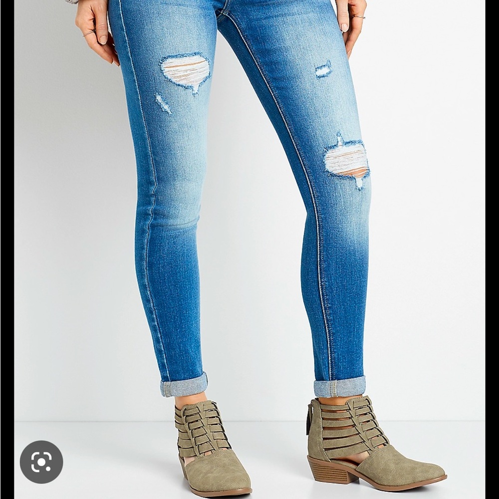 Kancan high rise curvy rolled hem skinny Jean